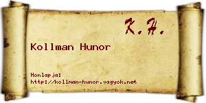 Kollman Hunor névjegykártya